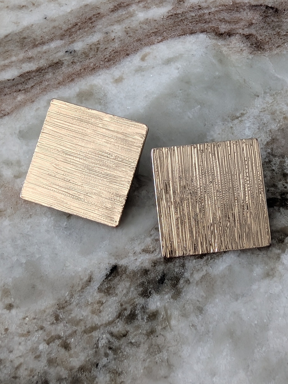 Textured Square Gold-Tone Earrings